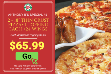 2 18″ Pizza and 2 Samplers